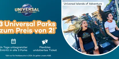 Erleben Sie drei Universal Themenparks zum Preis von zwei