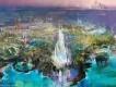 Disney park in Abu Dhabi Concept art of Disney park coming to Yas Island including lots of trees, lakes and large structures that aren't very clear.