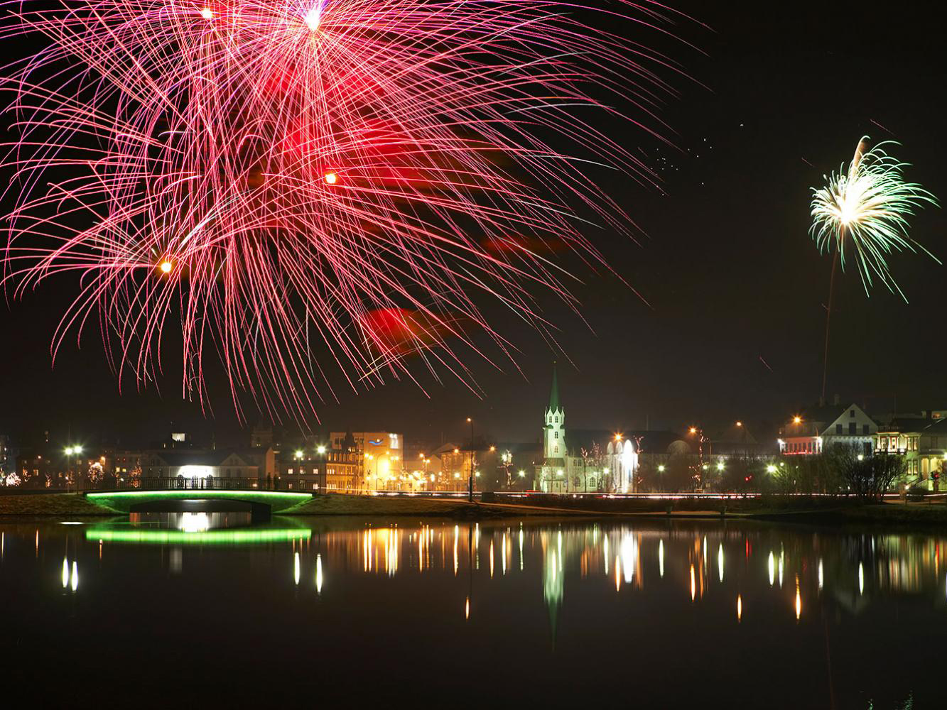 New Years Eve Bonfire And Fireworks Show