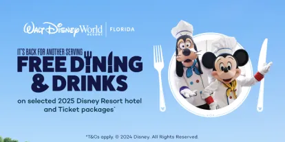 Free Dining and Drinks when you book at Walt Disney World Hotel for 2025