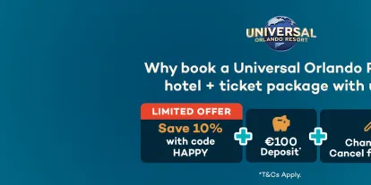Save 10% off Universal Orlando Resort Ticket + Hotel Packages with code HAPPY