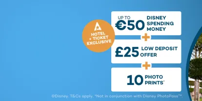 Get up to €50 spending money when booking a Disneyland Paris Hotel with AttractionTickets.com