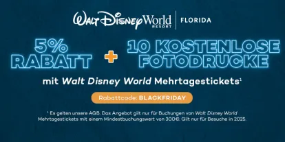 10 kostenlose Fotodrucke mit Disney Orlando Tickets + 5% Rabatt