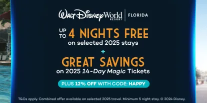 Get up to 4 free nights at a Walt Disney World Hotel on select visits in 2025