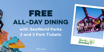 Eat Free at SeaWorld Parks when you purchase a two or three park ticket