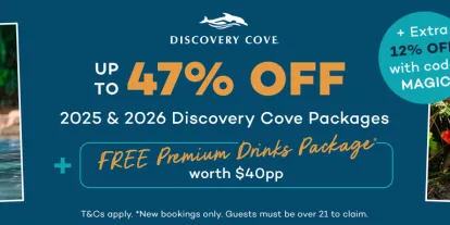 Save up to 47% on Discovery Cove Tickets during our New Year Sale