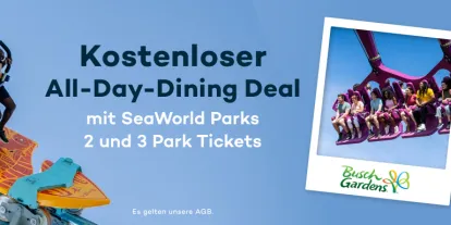 Kostenloser All-Day-Dining Deal mit SeaWorld 2 und 3 Park Tickets