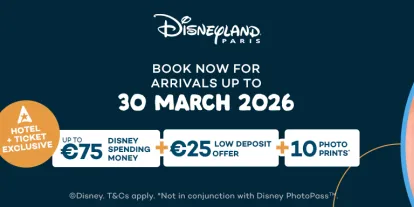 Get up to €75 spending money when booking a Disneyland Paris Hotel with AttractionTickets.com