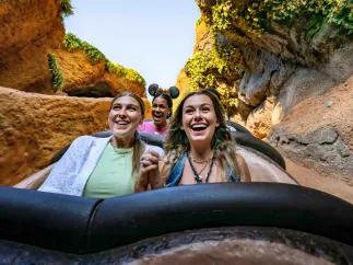 Guests riding Tiana's Bayou Adventure at Magic Kingdom Park