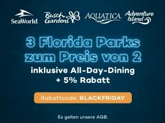 3 SeaWorld Parks zum Preis von 2 + 5% Rabatt zu Black Friday