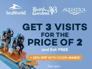 Get 3 SeaWorld Florida Parks for the Price of 2 plus EAT FREE!