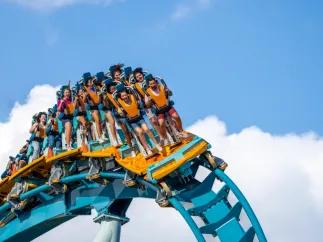 Guests on Pipeline Coaster at SeaWorld Orlando