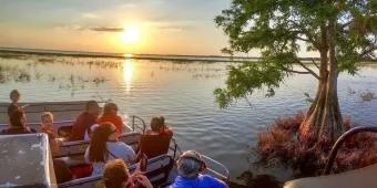 Guests enjoying the natural beauty of the Central Florida Everglades on a Boggy Creek Orlando Airboat Ride