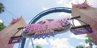 The entrance to the Phoenix Rising attraction at Busch Gardens