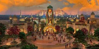 Concept art of the entrance to Universal Epic Universe