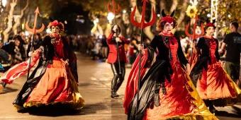 PortAventura Halloween Parade Halloween performers in a parade at PortAventura