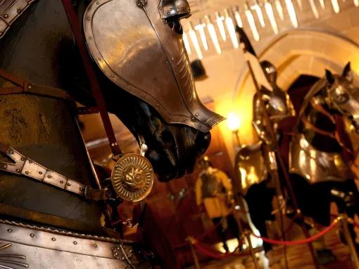 Armour display inside the Warwick Castle Great Hall