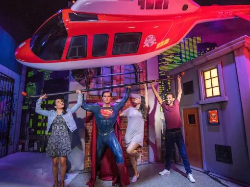 Guests with Superman at Madame Tussauds Orlando