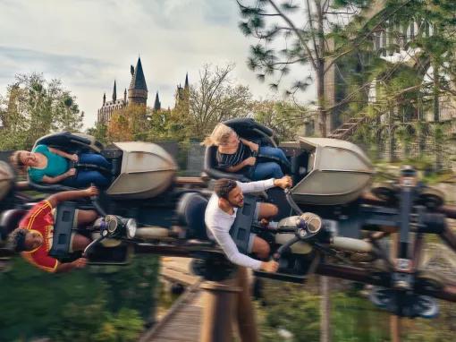 Guests on Hagrid's Magical Creatures Motorbike Adventure at Universal Island of Adventure