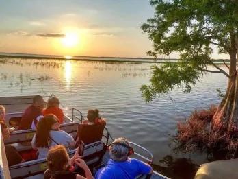 Guests enjoying the natural beauty of the Central Florida Everglades on a Boggy Creek Orlando Airboat Ride