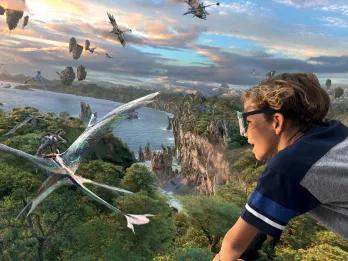 Boy on Flight of Passage ride at Disney's Animal Kingdom Theme Park