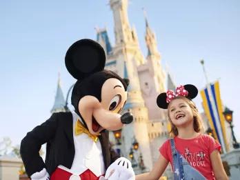 Mickey Mouse with guest, Cinderella Castle, Magic Kingdom Park