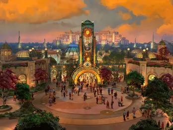 Concept art of the entrance to Universal Epic Universe